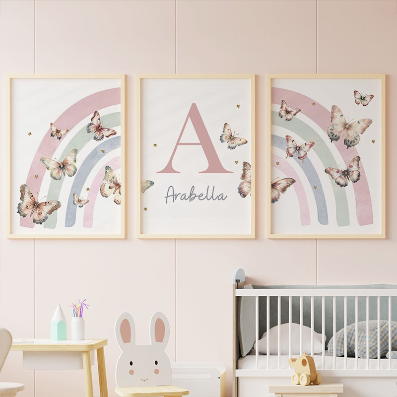 Baby Nursery Decor Girl - Arte de pared personalizado con nombre
